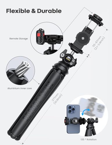 Lamicall Tripod for Camera - 3 in 1 Flexible Tripod for iPhone with Wireless Remote - iPhone Stand for Video Recording Vlogging Compatible with Smartphone, Small Digital Camera Dark Grey - style: NEW Upgraded - Silicone for Camera