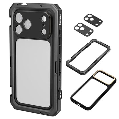 SMALLRIG Mobile Video Cage for iPhone 17 Pro Max, Case with T-Mount Lens Backplate and 17mm Threaded Lens Backplate, TPU Soft Frame, for Video Shooting and Live Streaming, Basic Edition - 5546 - style: Basic Cage