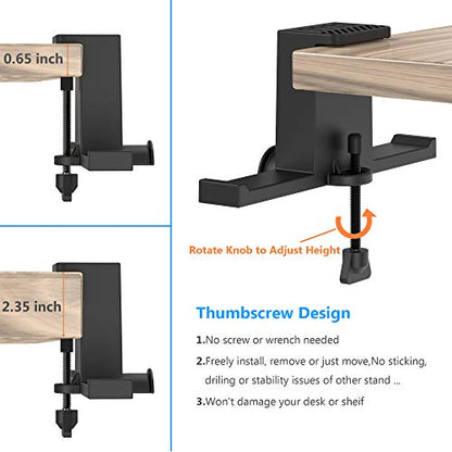 KAFRI RGB Headphone Stand Hanger with USB C Charger, Under Desk Dual Headset Holder Earphone Hook Mount Rack with 3 USB Charging Ports, PC Gaming Desk Accessories