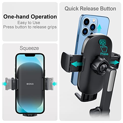 OQTIQ Cell Phone Stand for Desk with 360° Ball Head Swivel, Sturdy Heavy Duty Tripod Base, Thick Case Friendly, Home Office Desk Accessories Phone Stand for iPhone Android Phones
