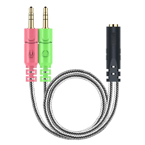 MillSO Headphone Splitter for Computer CTIA 3.5mm TRRS Female to Dual TRS Male Mic Audio Jack Y Adapter Headset Splitter Cable for PC Laptop to Gaming Headset - 8inch/20cm - size: 1 Pack / 0.6 Feet
