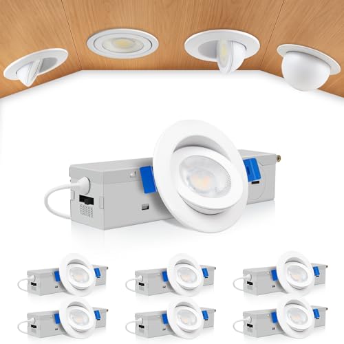 zouzai 2 Inch Gimbal LED Recessed Lights, White, 6 Pack, with Junction Box, 360°+ 90° Adjustable, 5CCT 2700K-5000K, Dimmable, Canless Eyeball Downlight, CRI90+, 550LM 5W 120V, ETL - color: White-2 inch, size: 6 Pack