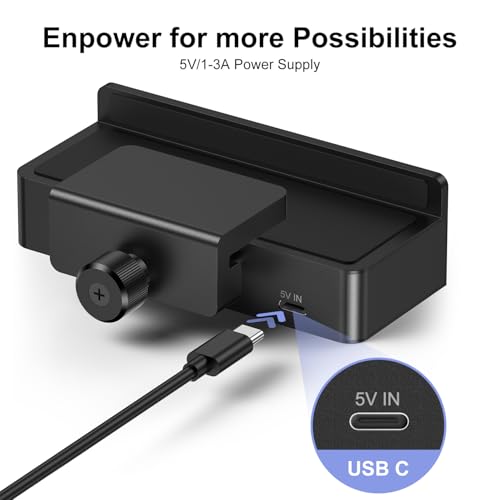 USB Hub 3.0, JESWO Clamp USB Hub with Extra Power Supply Port, Aluminum 4-Port USB 3.0 Extender Hub with 4.92ft Cable for Monitors, Desks, PC, Laptop, XPS, USB-Flash Drives, etc.
