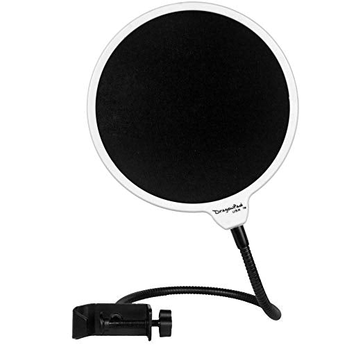 Dragonpad USA- 6" Microphone Studio Pop Filter with Clamp - WHT/BLK - color: White/Black