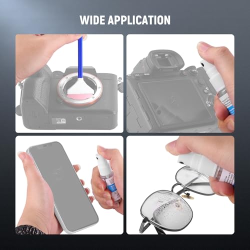 NEEWER 12 in 1 Camera Lens Cleaning Kit for DSLR Cameras, Electronics, Phones, Tablets, 10x Cleaning Swab for 16mm APS-C Sensor + 1x Cleaner Spray + 1x Cloth, HM-47