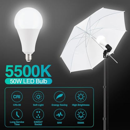EMART 8.5 x 10 ft Backdrop Support System, Professional Photography Lighting Kit with 50W LED Blub, Reflector, Backdrop *3, Heavy Duty Sandbag *4, Umbrellas&Softbox Lighting Kit for Studio, Portrait