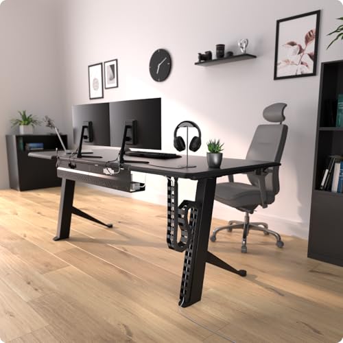 Ultimate Setup Under Desk Cable Management Vertebrae - Perfect for Sit Stand Desk - Wire Management - Adjustable Length - Flexible Cable Spine - Black, 133 cm - color: Black