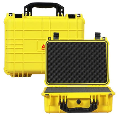 Jack Boss 16x 12.8x 6.8 Inch Hard Case, Portable Weather Waterproof Protective Camera Case with Customizable Foam, Fit Use of Drones, Camera, Equipments, Yellow - color: YELLOW, size: 16x12.8x6.8"
