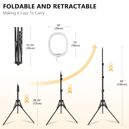 12" Selfie Ring Light with 59" Tripod Stand and Phone Holder, Dimmable LED Circle Lights Phone Ring Light Tripod for Photography, Video Recording, Live Stream, Makeup