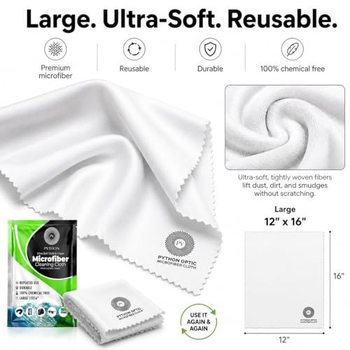 Premium OLED Microfiber Cleaning Cloth, 12 x 16 in | Premium 12x16 in low-lint cloth for OLED and QD-OLED monitors, TVs, lenses