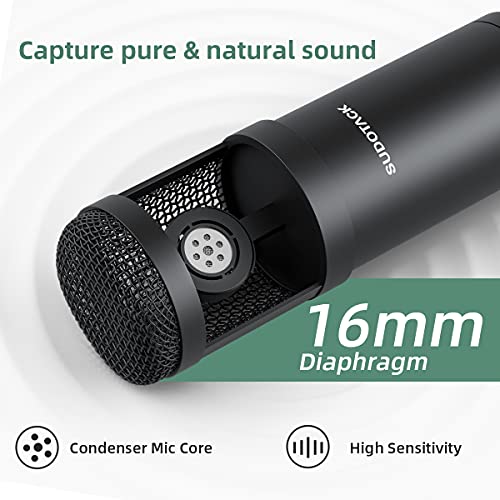 SUDOTACK USB Condenser Podcast Microphone for PC: Studio Microphone Kit with 192KHz/24bit Professional Sound Chipset Cardioid for Recording, Streaming, Gaming, Voice-Over, YouTube, Twitch (ST-800)
