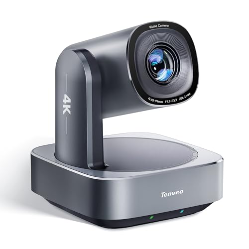 Tenveo 4K PTZ Camera, AI Humanoid & Face Auto-Tracking, 20X Optical + 8X Digital Zoom, USB3.0/HDMI/LAN PoE IP Live Streaming for Church Worship Broadcast Events Video Conference YouTube OBS - color: Silver