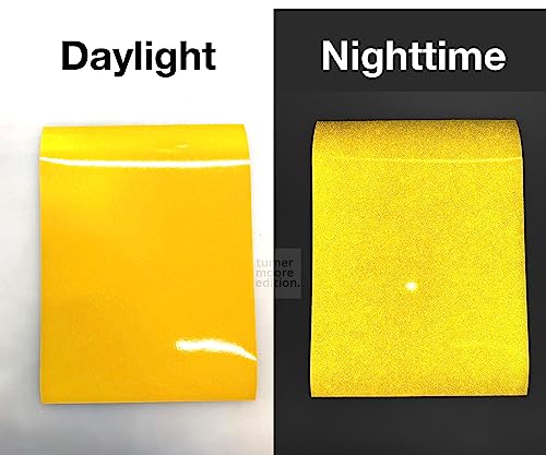 Yellow Reflective Vinyl Permanent Adhesive, 12x12 Sheets Reflective Vinyl for Cricut, Cars, Bikes, Decals, Stickers, Signs, Helmets, Mailbox, Numbers, Reflective Tape by Turner Moore Edition (3-Pack) - color: Yellow