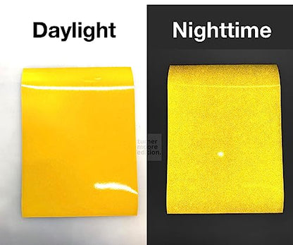 Yellow Reflective Vinyl Permanent Adhesive, 12x12 Sheets Reflective Vinyl for Cricut, Cars, Bikes, Decals, Stickers, Signs, Helmets, Mailbox, Numbers, Reflective Tape by Turner Moore Edition (3-Pack) - color: Yellow