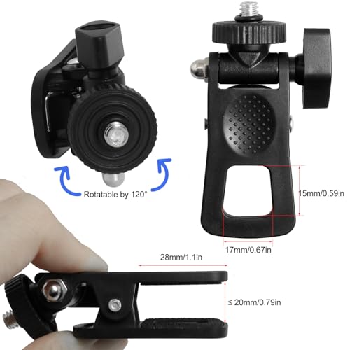 2PCS Fill Light Clip Camera Mount Clamp Selfie Light Clip Mount Holder with 1/4 Screw Universal Connector for Tripod Tablet Laptop Smartphone Video Live Stream 120 Degree Rotatable Black