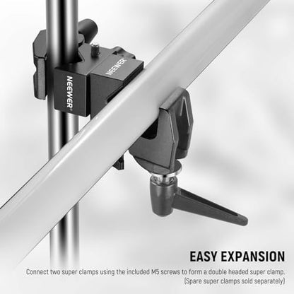 NEEWER Super Clamp with 5/8" Stud, Spring Lock, 2.4"/6cm Jaw Grip Heavy Duty Crab Pole Clamp for Round Pipe Flat Surface, for Photography Studio Camera & Lighting Mounting, Max Load 33lb/15kg, UA017 - style: UA017(1 Pack）