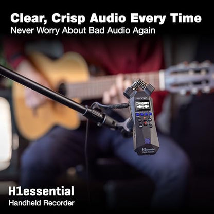 Zoom H1 Essential Handheld Recorder for Musicians, Podcasters & Filmmakers with Stereo Microphones, 32-Bit Float, USB Microphone Mode | 32-Bit Float Wav, USB-C Mic Mode, SD Card Recording, USB or 2×aa Power - style: H1e Only