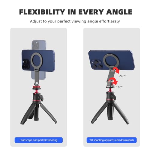 BRDRC Cold Shoe Phone Mount Holder, Tripod Mount for iPhone Magsafe Magnetic Hot Shoe Camera Adapter with 1/4" Screw Hole for DJI Ronin Samsung Canon Nikon DSLR Photography Accessories - color: Cold Shoe Phone Mount