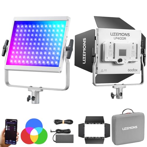 Godox LP400 RGB LED Panel with App Control, 36W Photography LED Video Light/360° RGB/1800K-10000K/CRI 96+/TLCI 96+/ 14 FX Modes for Game Streaming YouTube Photography (1 Pack) - color: 1 Pack