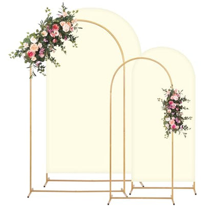 Toolterritary Metal Arch Backdrop Stand and Cover Set, 8FT, 6.6FT Party Backdrop, Easy to Assemble, Backdrop Stand for Parties, Birthday, Baby Shower - color: Beige, size: 8ft, 6.6ft