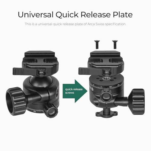 FANAUE Low Profile Tripod Ball Head 40mm Tripod Head 360 Panorama Ball Head Mount for Tripod, Monopod, DSLR, Camcorder, Compatible with Arca Quick Release Plate Max Load 22lbs