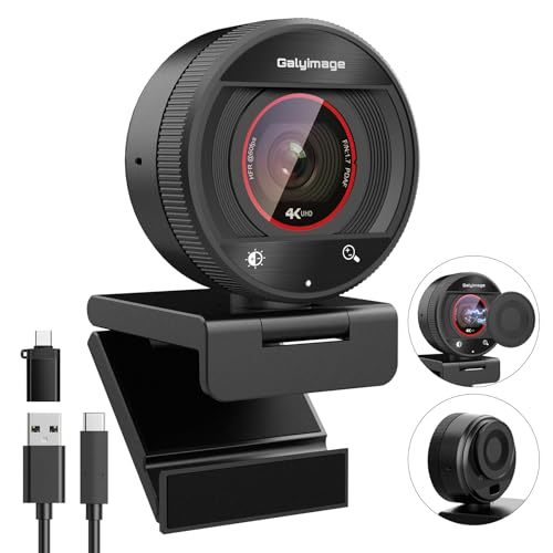 4K Webcam with Microphone for PC Laptop 1080P@60fps Web Cam with Privacy Cover for Streaming with PDAF 8X Digital Zoom for Desktop Camera for Mac Windows USB Web Cam for Teams/Twitch/Zoom/Meeting - size: 4K webcam