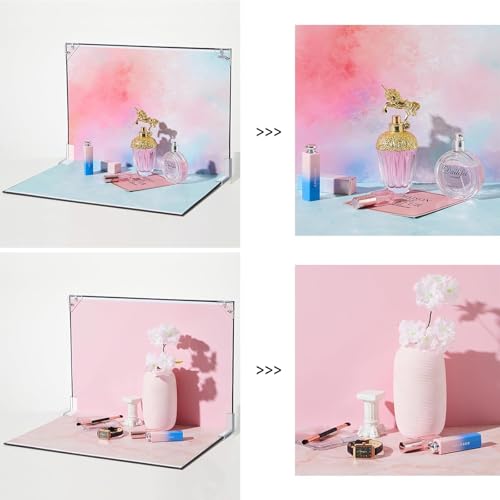 16x11.5 Inch Photo Backdrop Board Small Product Photography Backdrop Kit, 6PCS Double Sided 12 Patterns Flat Lay Background Paper Photoshoot Props, for Food Jewelry Cosmetics Photography - color: 6pcs rainbow series