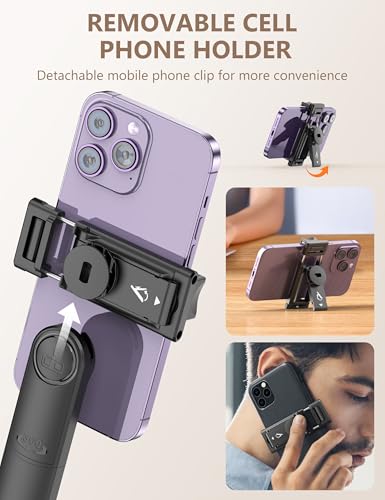 71" Selfie Stick Tripod, All in One Quadripod with Remote & Phone Holder, Extendable Cell Phone Tripod, Travel Tripod Stand Compatible with for Cell Phone & Camera, iPhone, Android,Video Recording - size: 71in-Phone Tripod