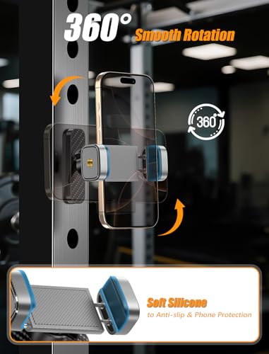 MOKPR Gym Magnetic Phone Holder【Strong Magnets】- 360 Adjustable Magnetic Phone Holders,Phone Holder Gym Accessories for Men Women Compatible with All Phones - color: Grey Black