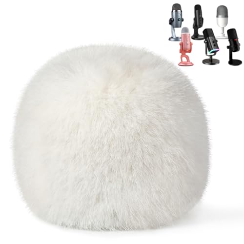ZealSound Blue Yeti Pop Filter, Furry Microphone Windscreen Foam Cover for Yeti, Yeti X, Yeti Nano, Yeti Pro, ZealSound K66, AM8, SoloCast, Razer Seiren Mini & More USB Mics for Podcasting, White - color: White