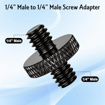 4 Pack 1/4" Male to 1/4" Male Threaded Tripod Screw, Double Head Standard Mounting Threaded Adapter Converter for Camera Cage Light Stand Monopo Shoulder Rig Stud Mounting Accessories