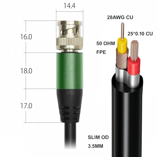 1Pack 50ft bnc Video Power Cable, All-in-One Siamese Video and Power Security Camera CableSecurity Camera Cable Wire Cord for CCTV dvr Surveillance System - size: 50FT, style: 1Pack