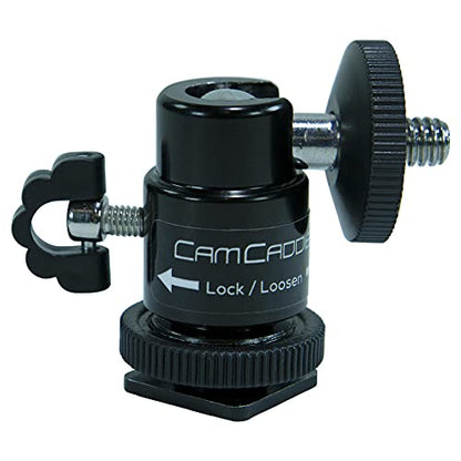Cam Caddie Hot Shoe Mount Adapter 1/4" Mini Ball Head Ring Light Adapter for Cameras, Camcorders, Smartphone, GoPro, LED Video Light, Microphone, Video Monitor, Tripod, Monopod-2 Pack