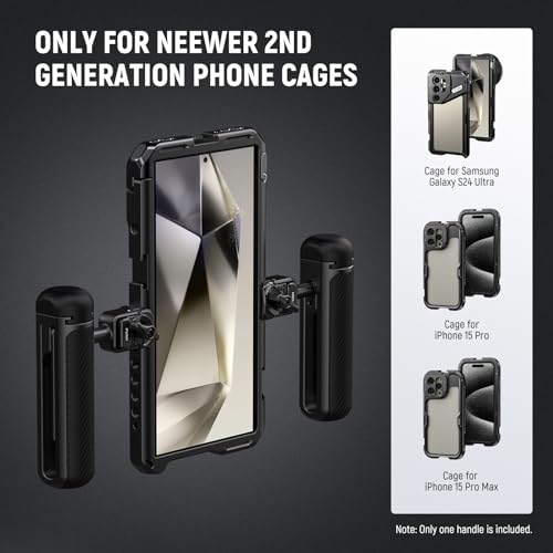 NEEWER Quick Release Side Handle for Phone Cage PA073 PA074 for 16 Pro/16 Pro Max, PA042 for Samsung S24 Ultra, with Covered Cold Shoe, Anti Off Pin, Black Lock, PA045B - style: PA045B