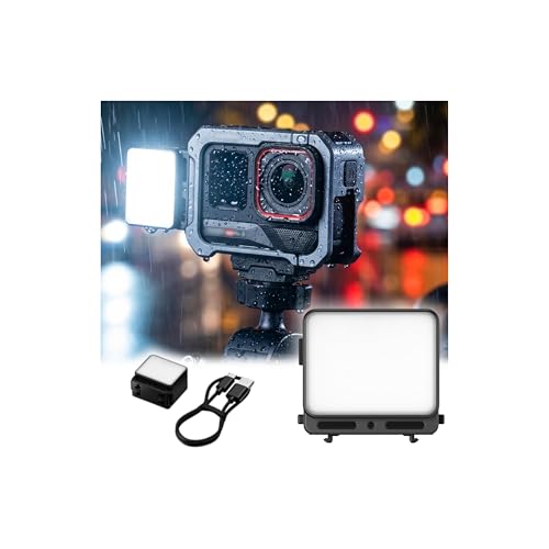 JJC LED Light for Insta360 Ace Pro 2 Accessories, Magnetic Auxiliary Fill Light Attachment, Rechargeable IPX5 Waterproof Mini Video Light, for Selfie Vlog Recording Lightweight - color: for Ace/Ace Pro Series -Black