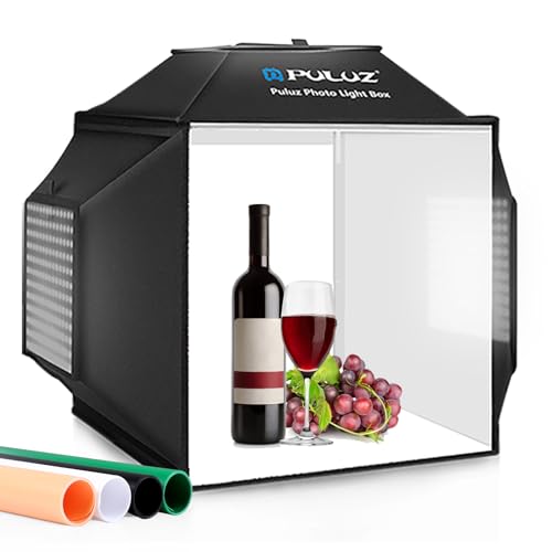 Light Box, PULUZ 16"x16" Studio Light Box with 480pcs LEDs Lights 4 Color PVC Photography backdrops Shooting Tent for Jewelry and Product Portable Lightbox Picture Box for Photography (Upgrade) - color: 16x16x16in - Upgrade