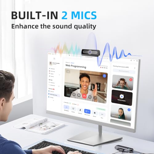 1080P Webcam with Microphone, Full HD Streaming Camera, Noise Cancelling, Auto Light Adjustment, USB Plug-and-Play Computer Camera, for Desktop PC or Laptop - style: 1080Pro webcam