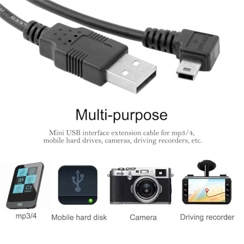 JSER Mini USB2.0 5Pin Type-B Male 90 Degree Right Angle to USB 2.0 Type-A Male Power Data Cable 480Mbps Compatible with Computer Camera Laptop Desktop MP3 MP4 (Right Angle 6ft/1.8m) - size: 1.8m, style: Right Angle