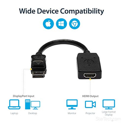 StarTech.com DisplayPort to HDMI Adapter, DP2HDMI, 1080p, VESA Certified, Latching DP Connector, Passive, Electromagnetic Interference Shielding - size: 5 inches