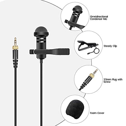 2-Pack Lavalier Microphone Compatible with Rode Wireless Pro/Wireless GO II 2 Bodypack Transmitters, Omnidirectional Condenser Lapel Mic for Vlog/Lectures/Broadcasters - color: Screw Version