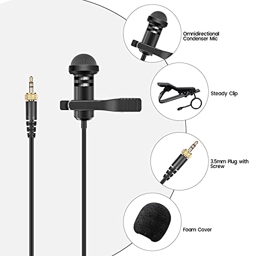 2-Pack Lavalier Microphone Compatible with Rode Wireless Pro/Wireless GO II 2 Bodypack Transmitters, Omnidirectional Condenser Lapel Mic for Vlog/Lectures/Broadcasters - color: Screw Version