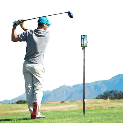 BMZX Golf Tripod Monopod, 47" Selfie Stick for Golf Swing Training & Recording | with Spike, Tripod, Magnetic Phone Holder, 1/4"-20 Screw, Carry Bag | Compatible with iPhones, Android & Cameras