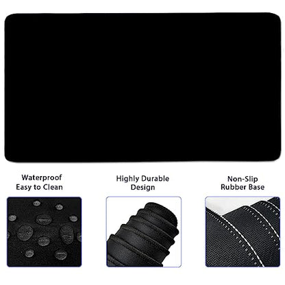 4-in-1 Large Gaming Mouse Pad, Keyboard Wrist Rest Pad & Wrist Support Mousepad Set, Extended Desk Pad Waterproof Desk Mat for Home Office Study Game-Black - color: Black