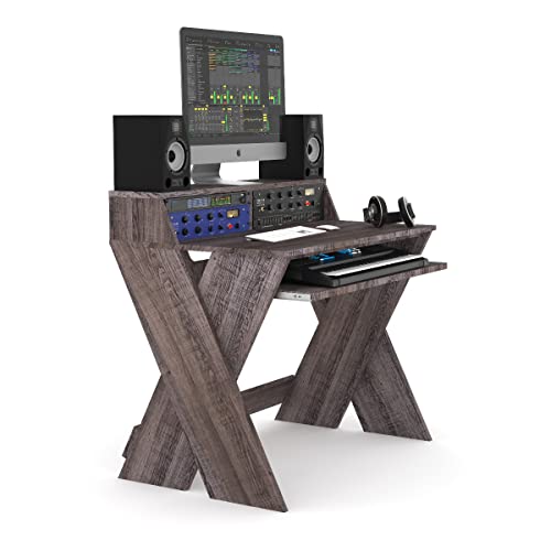 Glorious Sound Desk Compact Professional Studio Workstation with Pull-out Keyboard Compartment (Walnut) - color: Walnut