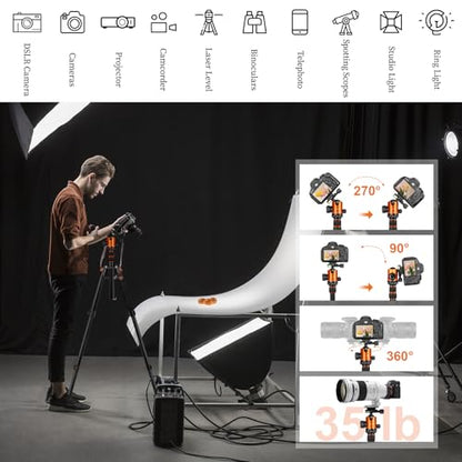 JOILCAN Tripod for Camera, 81" Aluminum Camera Tripod Stand, 83" DSLR Tripods & Monopods, Heavy Duty Travel Tripod for Binoculars Spotting Scope Telescope, Max Load 35lb - color: Orange