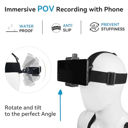 Mobile Phone Chest Strap Harness Mount Head Strap Holder Kit for VLOG/POV, Compatible with iPhone, Samsung, GoPro Hero 9, 8,7, 6, 5, 4, 3,2, 1, DJI Osmo,and Action Cameras