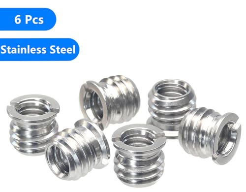 Stainless Steel 1/4"-20 Female to 3/8"-16 Male Convert Screw Adapter (6pcs, 8mm) - color: 6pcs, size: 8mm