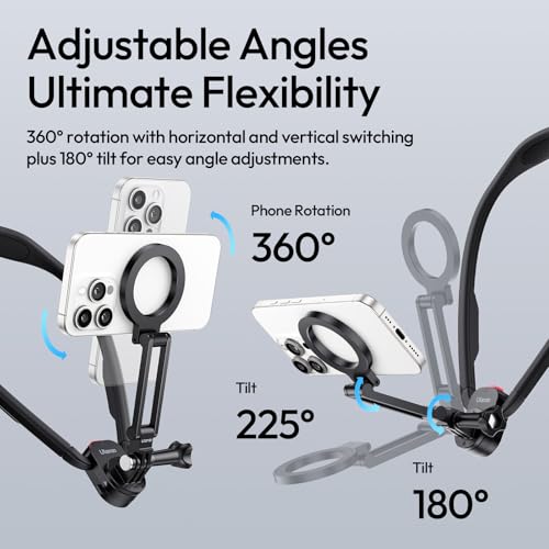 ULANZI MG14 Magnetic Neck Mount for Phone/Action Camera, Phone Neck Holder Hands Free POV/Vlog Video Recording for iPhone Samsung Sony LG Google All Smartphones and GoPro Insta360 DJI Action Cameras
