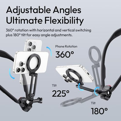 ULANZI MG14 Magnetic Neck Mount for Phone/Action Camera, Phone Neck Holder Hands Free POV/Vlog Video Recording for iPhone Samsung Sony LG Google All Smartphones and GoPro Insta360 DJI Action Cameras