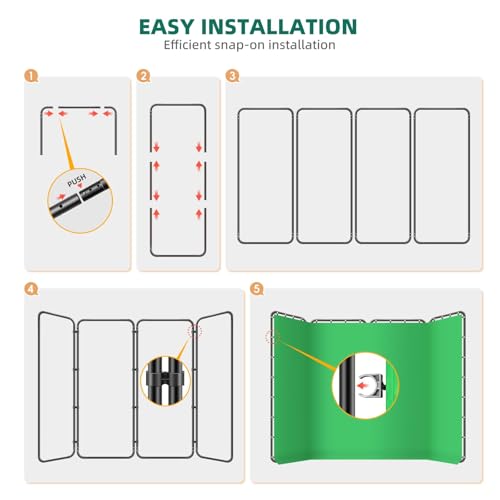 7.87ft x 13.12ft Large Green Screen Backdrop with Stand, Foldable Frame for Group Photo Backdrop, YouTube Creators, Streamers, Studio Photography, Video Shooting, Live Streaming & Gaming